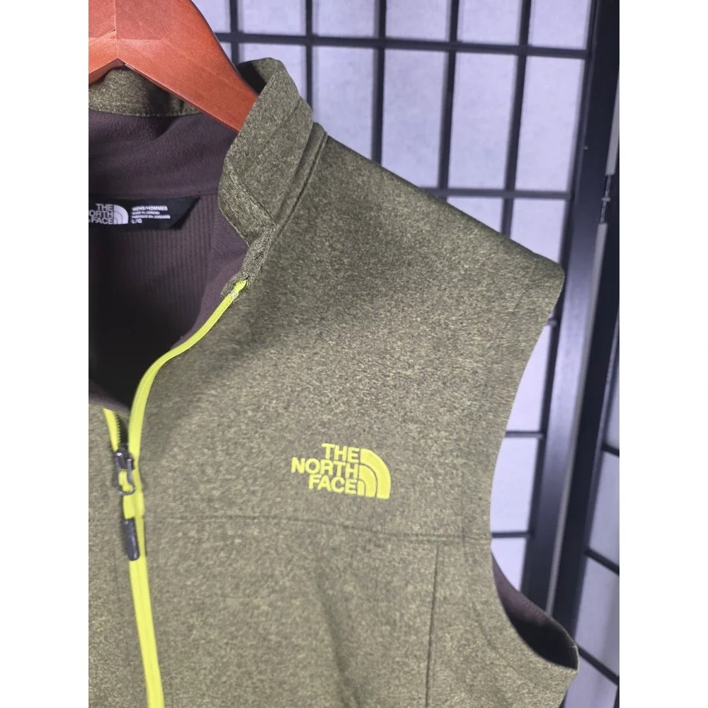 The North Face Mens WindWall Vest Heather Olive Green Full Zip Fleece Lined L